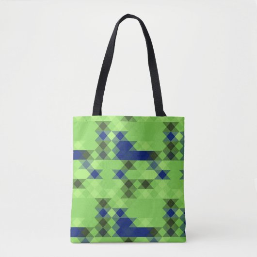 blue and green geometric pattern tote bag (Voorkant)