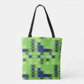 blue and green geometric pattern tote bag (Achterkant)