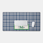 Blue and Green Gingham Plaid Tartan Monogram Bureaumat (Keyboard & Muis)