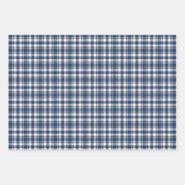 Blue and Green Gingham Plaid Tartan Monogram Inpakpapier Vel