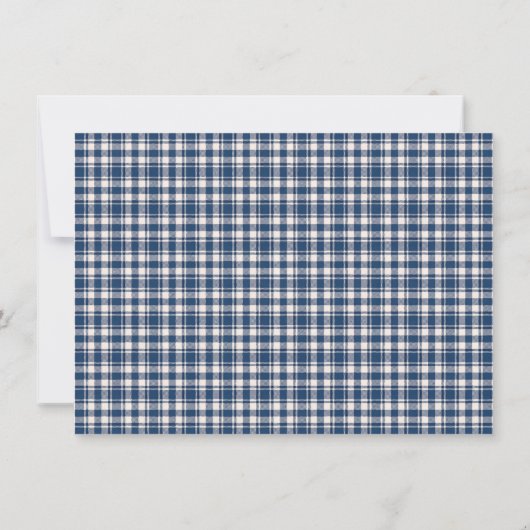 Blue and Green Gingham Plaid Tartan Monogram Notitiekaartje (Achterkant)