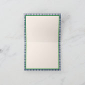 Blue and Green Gingham Plaid Tartan Monogram Notitiekaartje (Binnen)