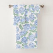 Blue and Green Hydrangea Floral Bath Towel Set Bad Handdoek (Insitu)