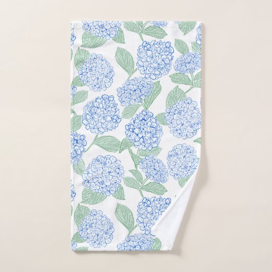 Blue and Green Hydrangea Floral Bath Towel Set Bad Handdoek (Handdoek)