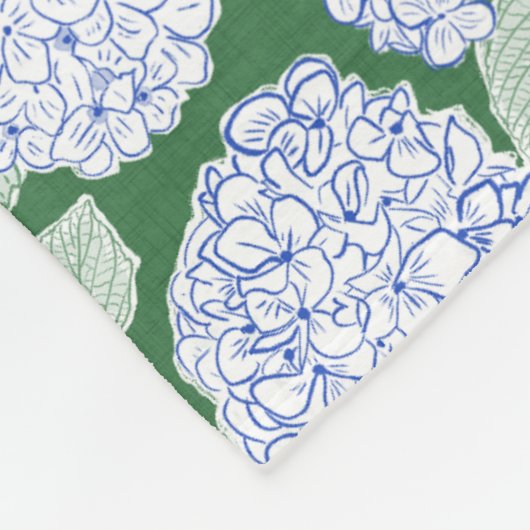 Blue and Green Hydrangea Floral Throw Blanket Fleece Deken (Hoek)