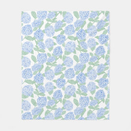 Blue and Green Hydrangea Floral Throw Blanket Fleece Deken