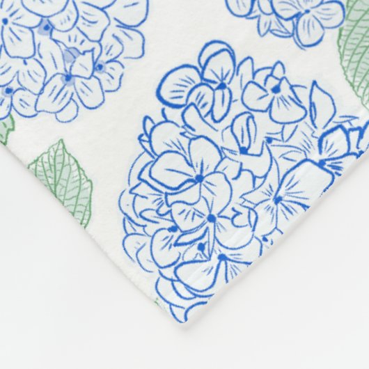 Blue and Green Hydrangea Floral Throw Blanket Fleece Deken (Hoek)