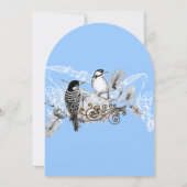 Blue and Green Love Bird Barn Wedding Invitation Kaart (Achterkant)