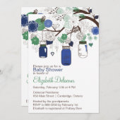 Blue and Green Mason Jars Baby shower Invitation Kaart (Voorkant / Achterkant)