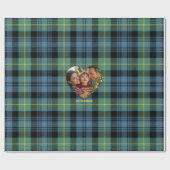 Blue and Green Modern Tartan Photo Christmas Cadeaupapier (Vlak)