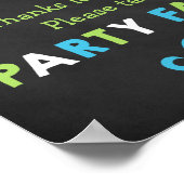 Blue and Green Mustache Chalkboard Party Favor Poster (Hoek)