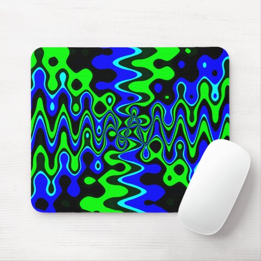 Blue and Green Psychedelic Mousepad Muismat (Met muis)