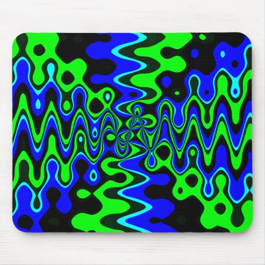 Blue and Green Psychedelic Mousepad Muismat (Voorkant)