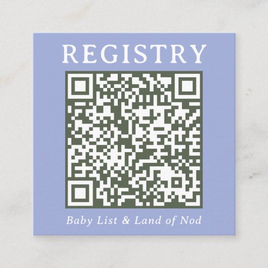 Blue and Green Simple Registry Shoppable QR Code Informatiekaartje (Voorkant)