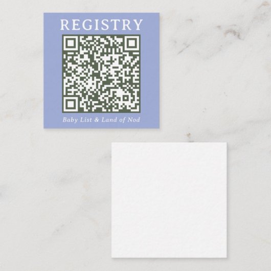 Blue and Green Simple Registry Shoppable QR Code Informatiekaartje (Voorkant / Achterkant)