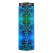 Blue and Green Snowflake Monogram Thermal Tumbler Thermosbeker (Achterkant)