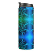 Blue and Green Snowflake Monogram Thermal Tumbler Thermosbeker (Geroteerd rechts)