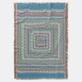 Blue and green square ethnic ornament scarf deken (Voorkant Verticaal)