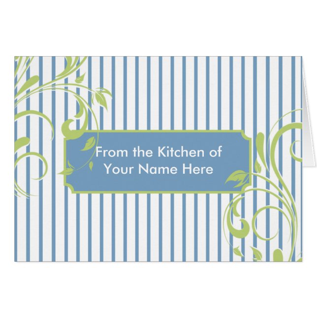 Blue and Green Stripes Personalized Recipcard (Voorkant Horizontaal)