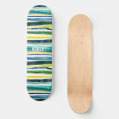 Blue and green stripes persoonlijk skateboard (Voorkant)