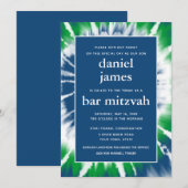 Blue and Green Tie Dye Bar Mitzvah Uitnodiging (Voorkant / Achterkant)