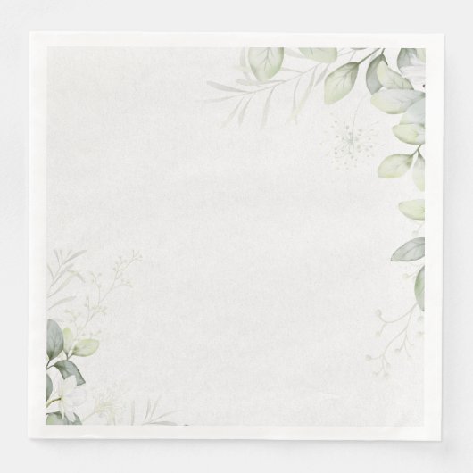 Blue and Green Watercolor Flower Wedding Napkin Servet (Voorkant)