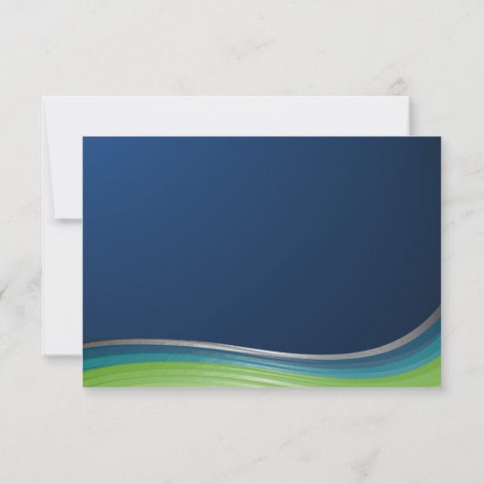 Blue and Green Wave Response RSVP Kaartje (Achterkant)