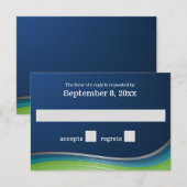 Blue and Green Wave Response RSVP Kaartje (Voorkant / Achterkant)