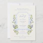 blue and greenery all in one RSVP DETAILS wedding Kaart (Voorkant)