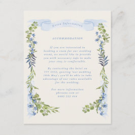 blue and greenery garden crest wreath wedding informatiekaartje