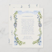 blue and greenery garden crest wreath wedding informatiekaartje (Voorkant / Achterkant)