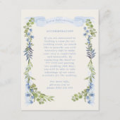 blue and greenery garden crest wreath wedding informatiekaartje (Voorkant)