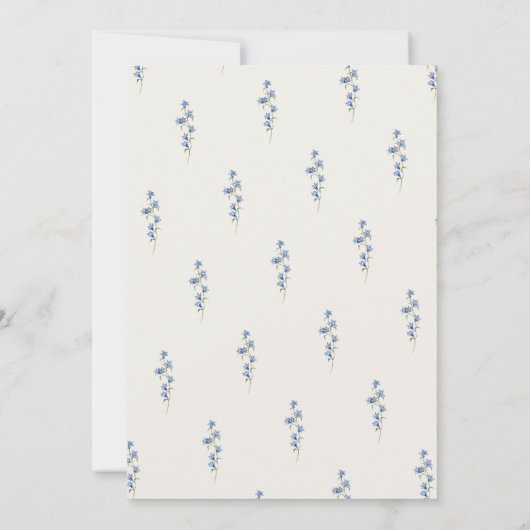 blue and greenery garden crest wreath wedding kaart (Achterkant)