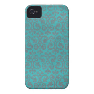 Blue and Grey Damask iPhone 4/4S Hoesje