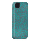 Blue and Grey Damask iPhone 4/4S Hoesje (Back/Rechts)