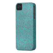 Blue and Grey Damask iPhone 4/4S Hoesje (Achterkant Links)