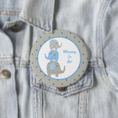 Blue and Grey Elephant Personalized mamma to be Ronde Button 4,0 Cm (In situ)