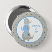 Blue and Grey Elephant Personalized mamma to be Ronde Button 4,0 Cm (Voorkant /achterkant)