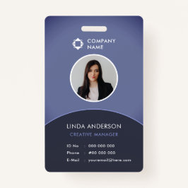 Blue and Grey Employee Photo ID Company Logo Cool Badge