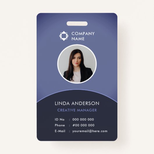 Blue and Grey Employee Photo ID Company Logo Cool Badge (Voorkant)