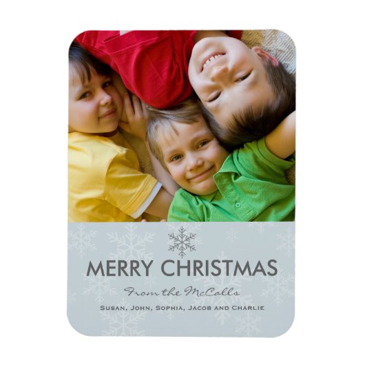 Blue and Grey Snowflake Holiday Magneet (Verticaal)