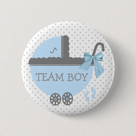 Blue and Grey Team Boy Baby Carriage Shower Ronde Button 5,7 Cm (Voorkant)