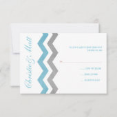 Blue and Grey Zig Zag Wedding RSVP (Voorkant)