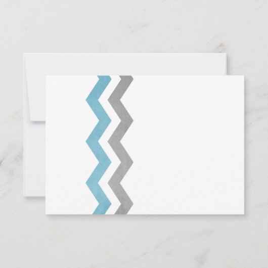 Blue and Grey Zig Zag Wedding RSVP (Achterkant)