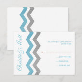 Blue and Grey Zig Zag Wedding RSVP Kaartje (Voorkant / Achterkant)