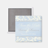 Blue and Ivory Damask Wedding Favor Magnet (Voorkant / Achterkant)