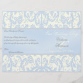 Blue and Ivory Damask Wedding Programme (Voorkant)
