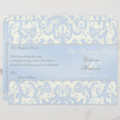Blue and Ivory Damask Wedding Programme (Voorkant / Achterkant)