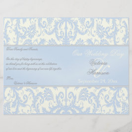 Blue and Ivory Damask Wedding Programme
