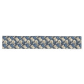 Blue and Ivory Floral Modern Table Runner Lange Tafelloper (Horizontaal)